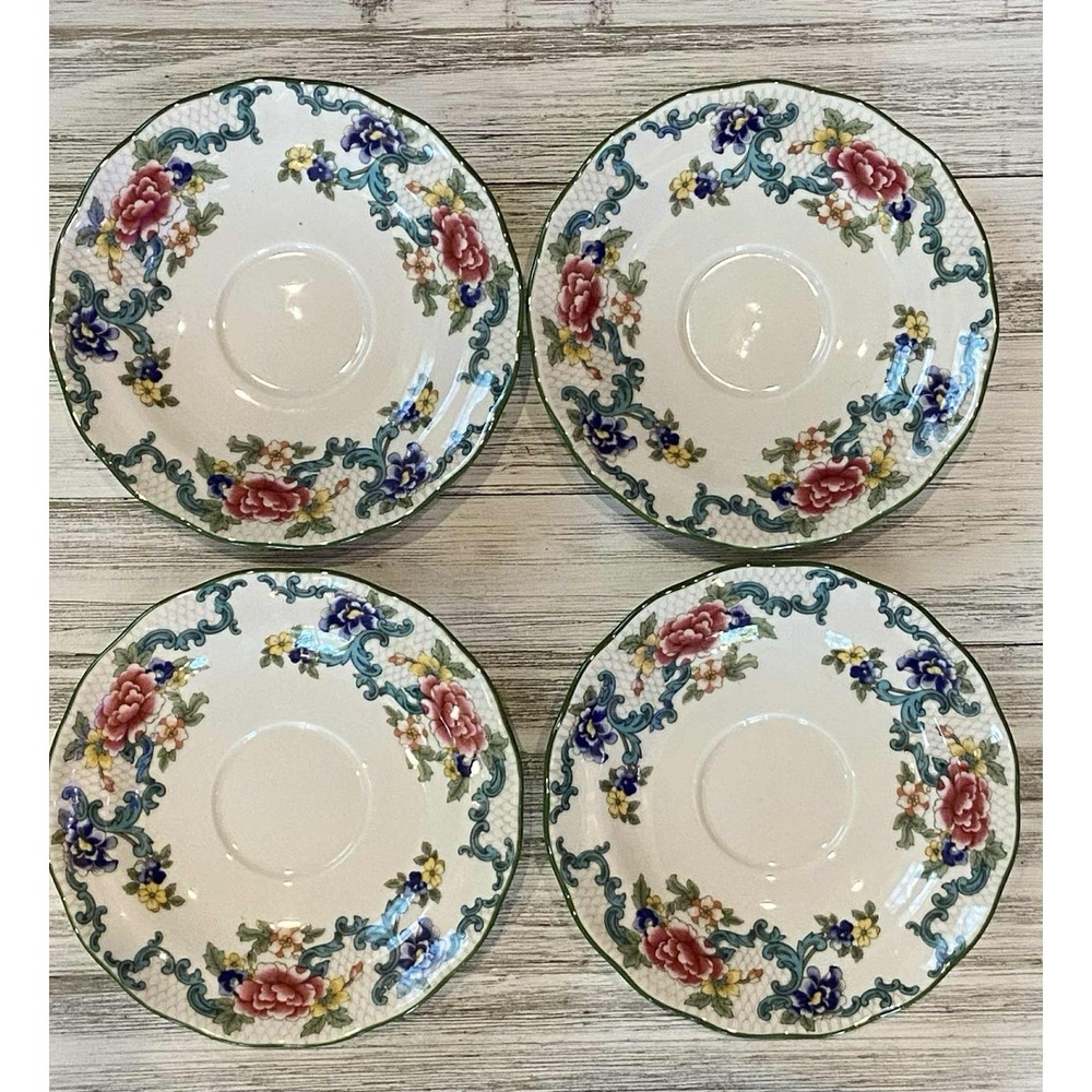 Royal Doulton Floradora Green 1981 Saucers Set Of 4 5 7/8'' 2 Sets Available